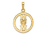 14k Two-tone Gold Diamond-cut Heart Mom Pendant