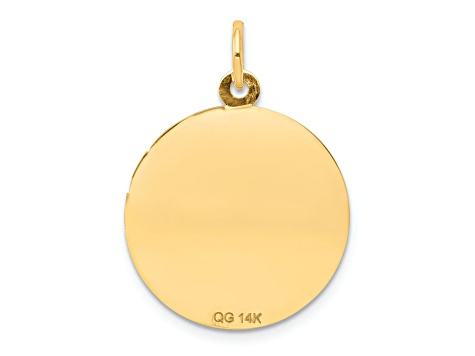 14k Yellow Gold Diamond-Cut and Satin Holy Communion Disc Pendant