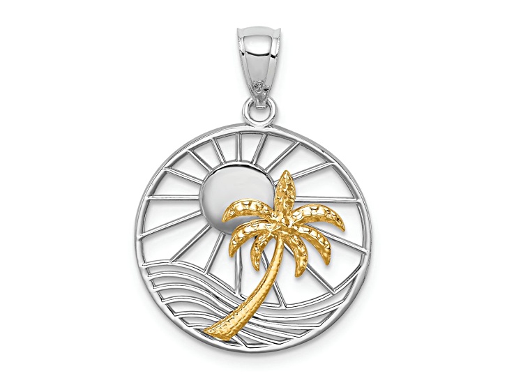 14K Two-tone Polished Sunset Pendant
