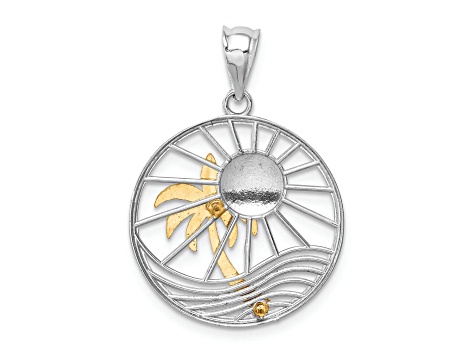 14K Two-tone Polished Sunset Pendant