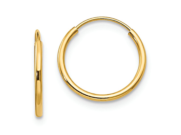 14K Yellow Gold Endless Hoop Earrings