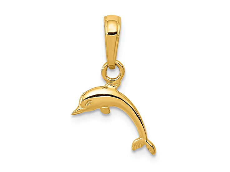 10K Yellow Gold Mini Dolphin Pendant