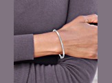 Rhodium Over 14k White Gold 3mm Polished Textured Hinged Bangle
