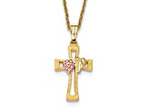 10k Yellow Gold With 12k Rose Gold and 12k Green Gold Accent Crucifix Pendant With 18 Inch Chain