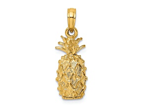 14k Yellow Gold 3D and Textured Pineapple Charm