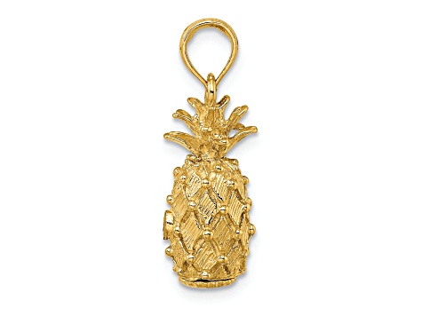 14k Yellow Gold 3D and Textured Pineapple Charm