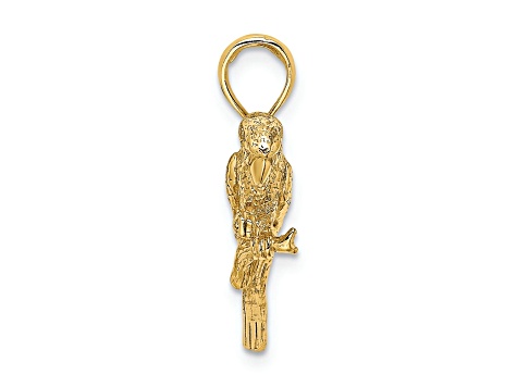 14k Yellow Gold 3D Textured Parrot Charm