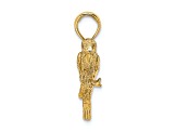 14k Yellow Gold 3D Textured Parrot Charm