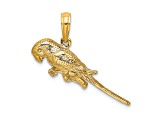 14k Yellow Gold 3D Textured Parrot Charm