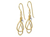 14k Two-tone Diamond-Cut Tear Drop Dangle Earrings
