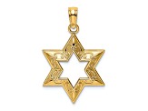 14k Yellow Gold Textured Star Of David Charm