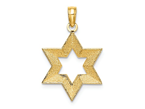 14k Yellow Gold Textured Star Of David Charm