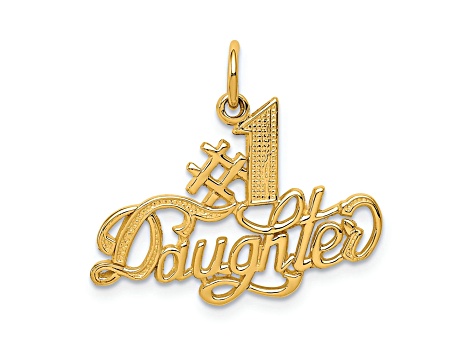 14k Yellow Gold Textured #1 Daughter Charm
