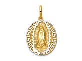 14k Yellow Gold and 14k White Gold Brushed and Textured Our Lady Of Guadalupe Pendant