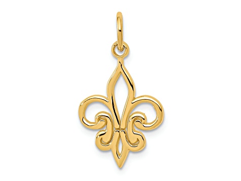 14k Yellow Gold Fleur De Lis Pendant