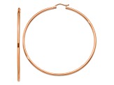 14k Rose Gold 2 11/16" Polished Tube Hoop Earrings