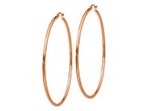 14k Rose Gold 2 11/16" Polished Tube Hoop Earrings