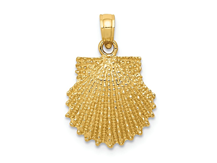 14k Yellow Gold Textured Scallop Shell Pendant