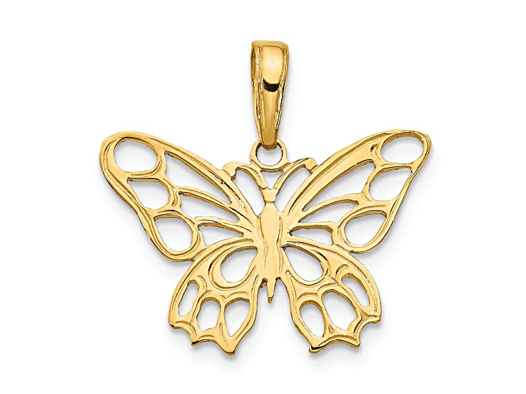 14k Yellow Gold Butterfly Cut-out Pendant
