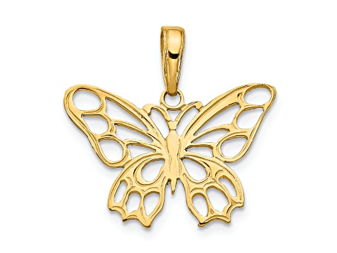 14k Yellow Gold Butterfly Cut-out Pendant
