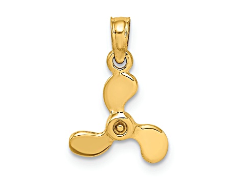 14k Yellow Gold 3D Polished Mini Three Blade Propeller Charm