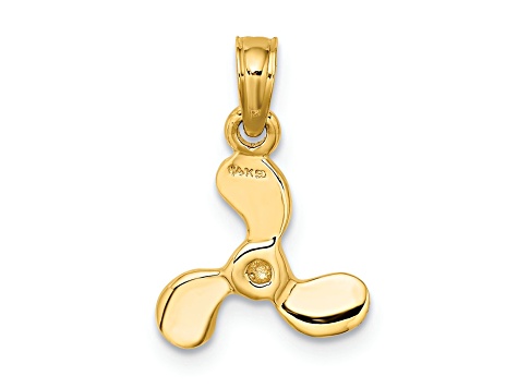 14k Yellow Gold 3D Polished Mini Three Blade Propeller Charm