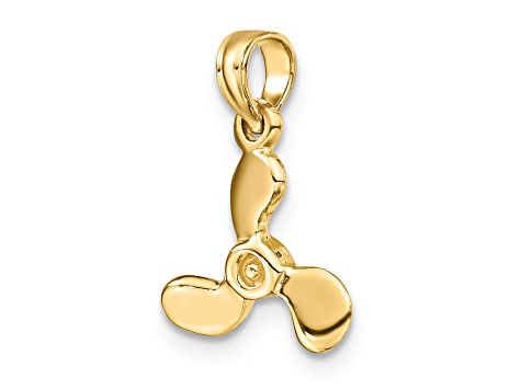 14k Yellow Gold 3D Polished Mini Three Blade Propeller Charm