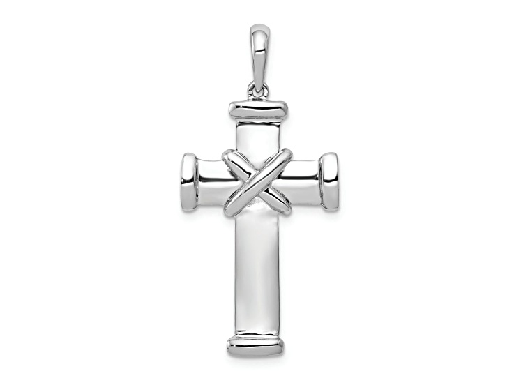 Rhodium over 14k White Gold Latin Cross Pendant