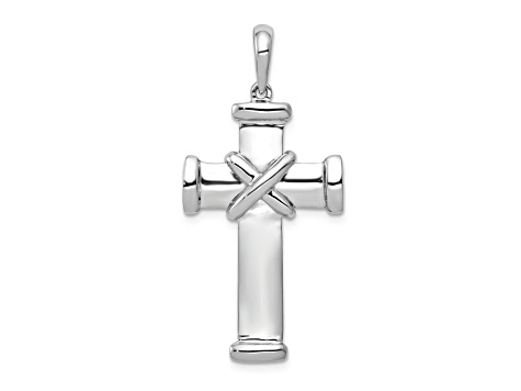Rhodium over 14k White Gold Latin Cross Pendant