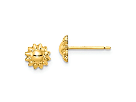 14k Yellow Gold Children's 6.3mm Sunflower Stud Earrings
