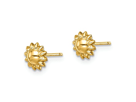 14k Yellow Gold Children's 6.3mm Sunflower Stud Earrings
