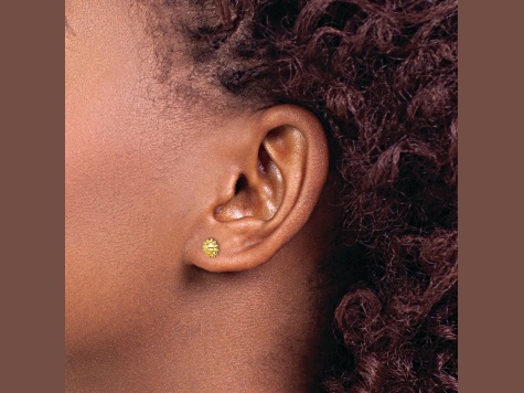 14k Yellow Gold Children's 6.3mm Sunflower Stud Earrings