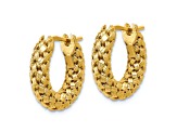 14K Yellow Gold Polished and Textured Woven Hoop Earrings