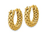 14K Yellow Gold Polished and Textured Woven Hoop Earrings