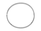 Rhodium Over 14k White Gold 4.75mm Diamond-Cut Textured Hinged Bangle