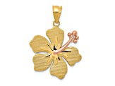 14K Two-tone Gold  Textured Hibiscus Charm