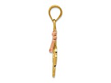 14K Two-tone Gold  Textured Hibiscus Charm