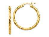 10k Yellow Gold 1" Polished and Textured Hoop Earrings