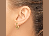 14K Yellow Gold and 14K Rose Gold Diamond-Cut 11/16" Flowers Hoop Earrings