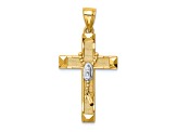14K Yellow Gold with White Rhodium Cross with Rosary Pendant