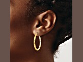 14k Yellow Gold and Rhodium Over 14k Yellow Gold 1 3/8" Polished Diamond-Cut Circle Hoop Earrings