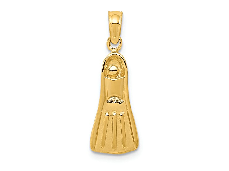 14k Yellow Gold 3D Scuba Flipper Pendant