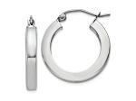 Rhodium Over 10k White Gold 13/16" Polished Square Tube Hoop Earrings