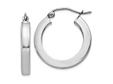 Rhodium Over 10k White Gold 13/16" Polished Square Tube Hoop Earrings