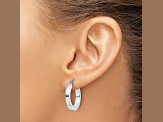 Rhodium Over 10k White Gold 13/16" Polished Square Tube Hoop Earrings