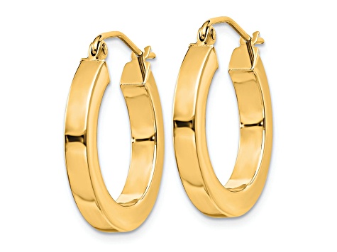 10k Yellow Gold 13/16" Polished Square Hoop Earrings