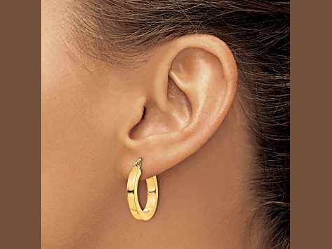 10k Yellow Gold 13/16" Polished Square Hoop Earrings