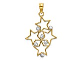 14k Yellow Gold and Rhodium Over 14k Yellow Gold Diamond-Cut Star Cluster Pendant