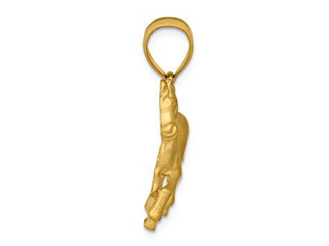 14k Yellow Gold Satin and Diamond-Cut Horse Pendant