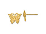 14k Yellow Gold Diamond-Cut and Satin Butterfly Stud Earrings